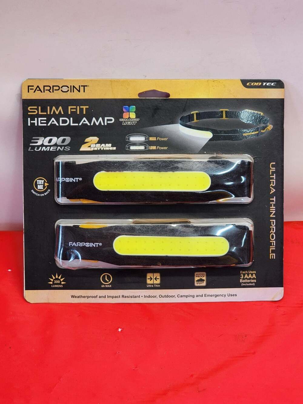 Farpoint Slim Fit COB LED Headlamp 2-Pack
